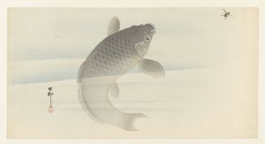 Carpe et mouche - Ohara Koson