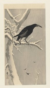 Corbeau sur une branche enneigée - Ohara Koson