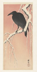 Corbeau sur une branche enneigée - Ohara Koson