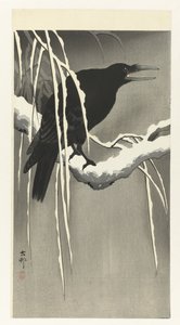 Corbeau sur une branche enneigée - Ohara Koson