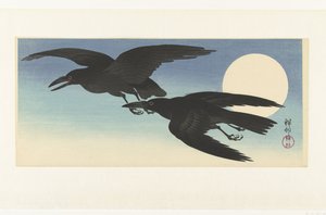 Corbeaux sous la pleine lune - Ohara Koson