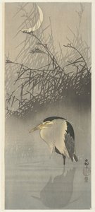 Héron à la nouvelle lune - Ohara Koson