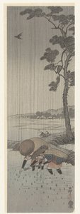Planteurs de riz sous la pluie - Ohara Koson