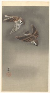 Moineaux dans la neige - Ohara Koson