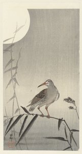 Cavalier noir sur une branche de bambou - Ohara Koson