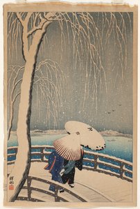 Parapluies dans la neige