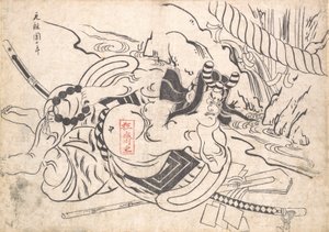 Ichikawa Danjuro I en Soga Goro, vers 1710 - Okumura Masanobu