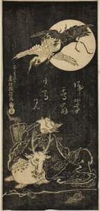Jurojin avec des grues, un cerf et une tortue - Okumura Masanobu