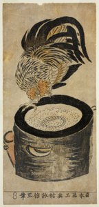 Coq perché sur un mortier - Okumura Masanobu