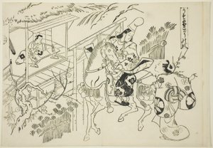 Usuyuki : La scène de Kogo (Usuyuki Kogo no dan), de la série "Scènes célèbres des pièces de marionnettes japonaises (Yamato irotake)" - Okumura Masanobu