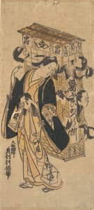 Un acteur avec un support de perruques - Okumura Toshinobu