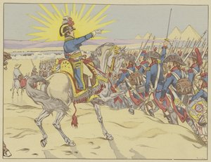 Napoléon inspirant ses troupes à la bataille des Pyramides, Égypte, 21 juillet 1798