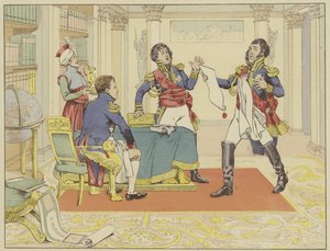 Napoléon récompensant le maréchal Lefebvre en le faisant duc de Dantzig après sa capture de la ville aux Prussiens, 24 mai 1807 - Onfray de Breville Job