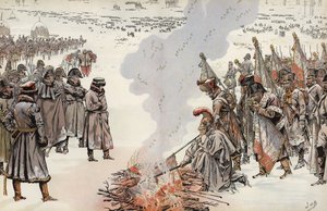 Campagne de Russie de Napoléon, brûlant les étendards, 23 novembre 1812 - Onfray de Breville Job