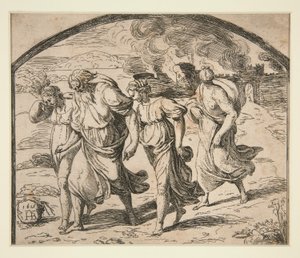 Loth et sa famille fuyant Sodome - Orazio Borgianni
