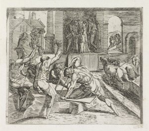 Salomon construit le temple à Jérusalem (Schilderingen in de Loggia van Rafaël)