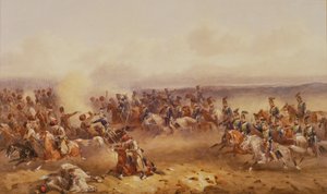 Un escadron des 10e hussards défait les Russes à Tchernaya, 16 août 1855, c.1890 - Orlando Norie