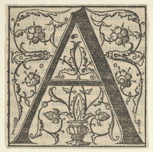 Lettre initiale A avec guirlandes, milieu du XVIe siècle - Oronce Fine