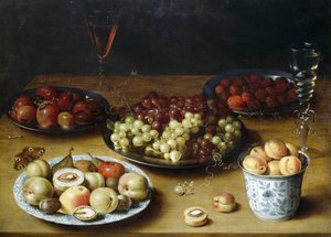 Nature morte avec fruits et verres