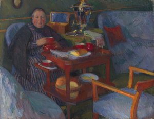 Femme buvant du thé - Osip Emmanuilovich Braz