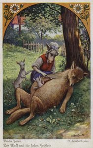 Scène du Loup et les sept chevreaux, par les frères Grimm - Oskar Herrfurth