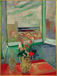 Levanto I : Bouquet de fleurs à la fenêtre avec pont - Oskar Moll