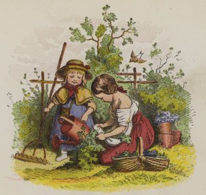 Deux filles jardinant - Oskar Pletsch