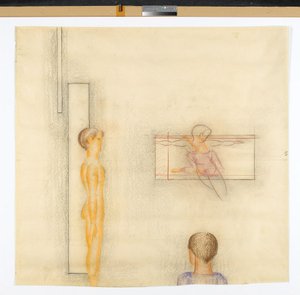 Folkwang-Zyklus: Dreiergruppe mit Schwebendem - Oskar Schlemmer
