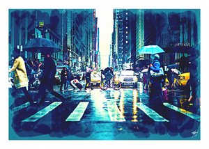 Une rue pluvieuse en ville - Osvaldo Russo