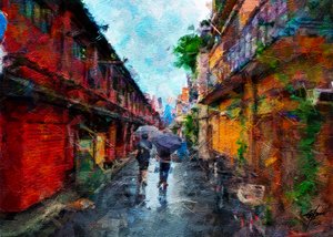 Promenade en ville par temps de pluie - Osvaldo Russo