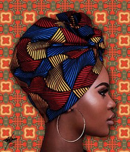 Portrait avec un foulard aux couleurs vives - Osvaldo Russo