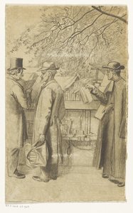 Personnes devant un étal de livres sur un quai à Paris - Oswald Heidbrinck