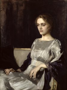 Miss Muriel Gore en robe Fortuny - Oswald Hornby Joseph Birley
