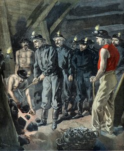 Felix faure visitant les mines de charbon de Lens (Gravure)