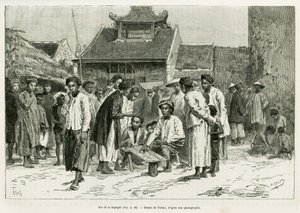 Jeu de la sapeque. Gravure par Tofani, pour illustrer l