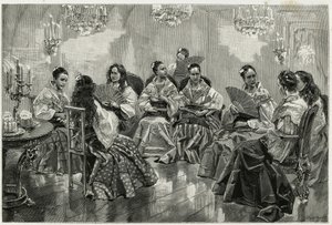 Foire commerciale chinoise, Daraga, Philippines. Gravure pour illustrer l