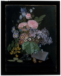 Nature morte de fleurs dans un vase en verre