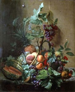 Nature morte avec un melon, des prunes, des pêches - Otto Didrik Ottesen