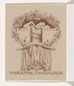 Ex libris de Marianne Brockhaus - Otto Greiner (signed by artist)