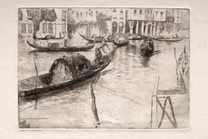 Eaux-fortes de Venise : Traghetto San Felice, 19ème siècle - Otto H. Bacher