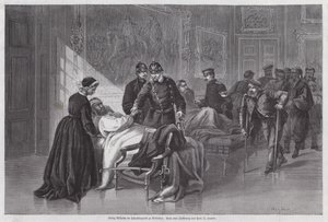 Le roi Guillaume Ier de Prusse rencontrant des soldats blessés au Palais de Versailles, France, Guerre franco-prussienne - Otto Johann Heinrich Heyden