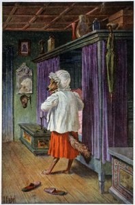 Le loup déguisé en Grand-Mère, vers 1910 (carte postale) - Otto Kubel