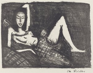 Fille sur un canapé (Madchen auf dem Kanapee) - Otto Müller