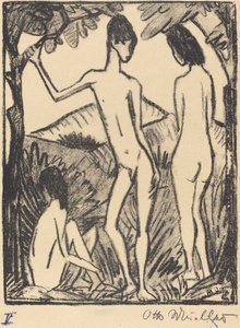 Garçon Debout et Deux Filles