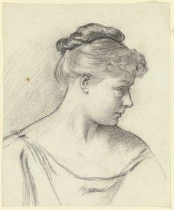 Tête de la femme assise tirée de « Préparation au bal costumé » - Otto Scholderer