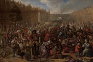 Distribution de harengs et de pain blanc lors du secours de Leyde, 3 octobre 1574, c.1600 - Otto van Veen