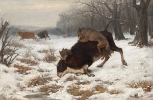 Une vache attaquée par des loups - Otto von Thoren