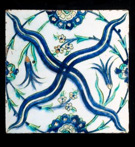 Carreau en céramique ottomane du XVIIe siècle - Ottoman School