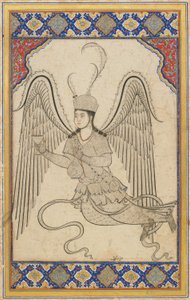 Ange volant avec coupe et flacon de vin - Ottoman School