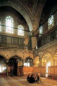 Architecture, Art Ottoman : Intérieur de la Mosquée Bleue ou Sultanahmet Camii construite par Mehmet Aga (1609-1616). Turquie, Istanbul - Ottoman School